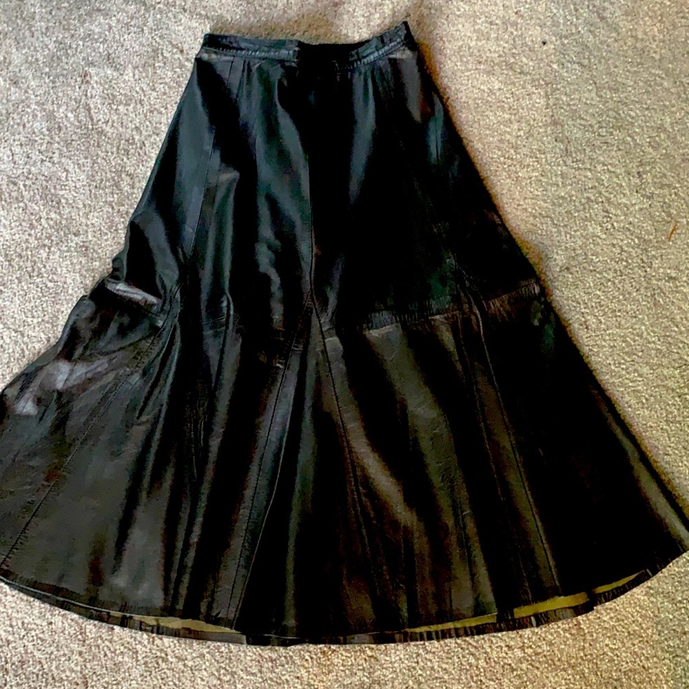Black 100% Leather Skirt